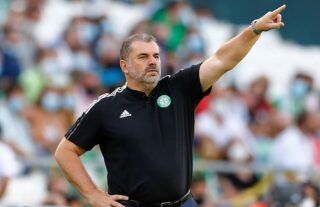 Celtic boss Ange Postecoglou passes instructions onto his players