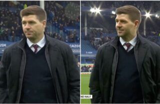 Steven Gerrard stared out the Everton supporters abusing him