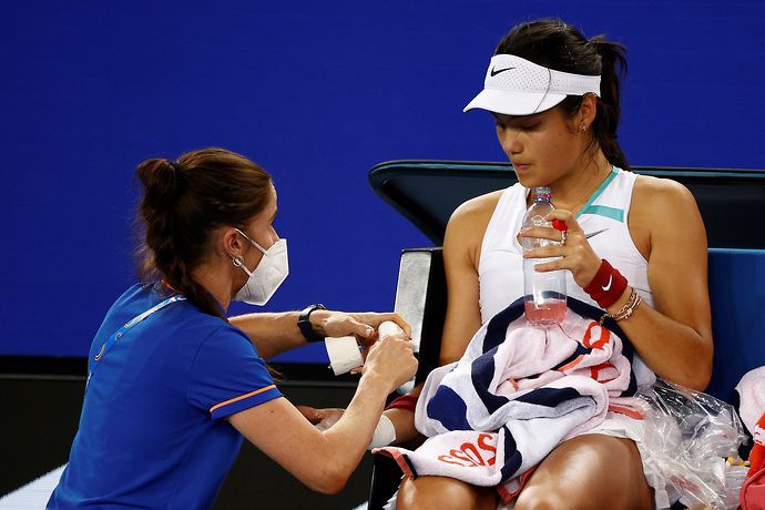 Emma Raducanu struggled with a blister during her second round match at the Australian Open