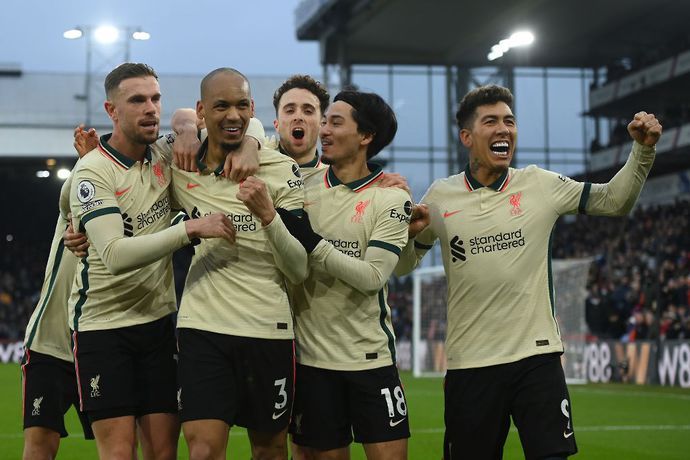 Liverpool players celebrate vs Palace