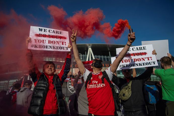 Arsenal fans protesting Stan Kroeke's ownership.
