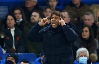 Tottenham boss Antonio Conte giving instructions on the touchline