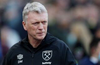 West Ham boss David Moyes looking into the distance
