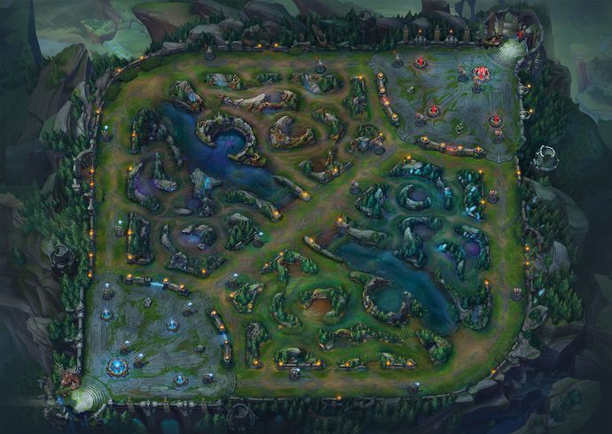The Summoner's Rift map in League of Legends