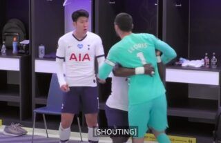 Hugo Lloris & Heung-min Son clashed during a Spurs v Everton match in 2020