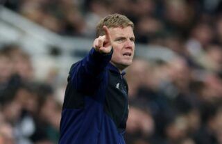Newcastle boss Eddie Howe giving instructions on the touchline