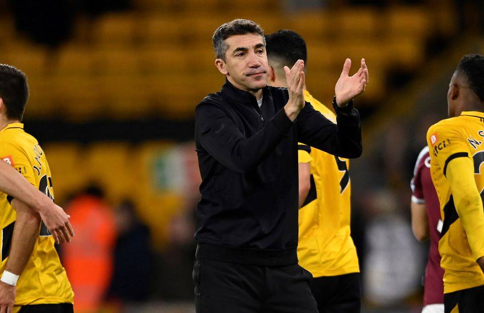 Wolverhampton Wanderers head coach Bruno Lage salutes the supporters