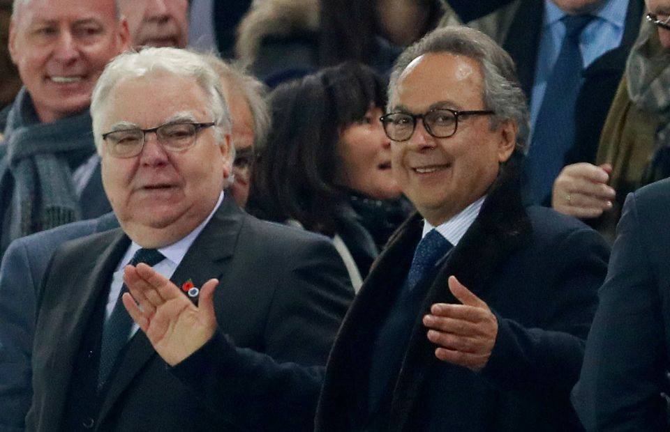 Everton chairman Bill Kenwright and owner Farhad Moshiri in the Goodison Park stands