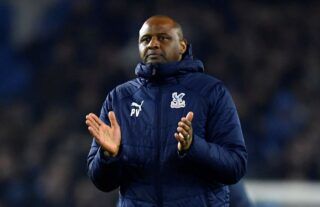 Crystal Palace boss Patrick Vieira clapping the fans