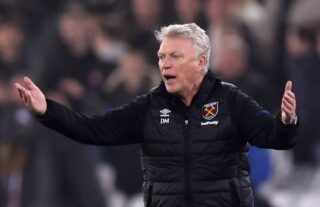 West Ham boss David Moyes looking frustrated