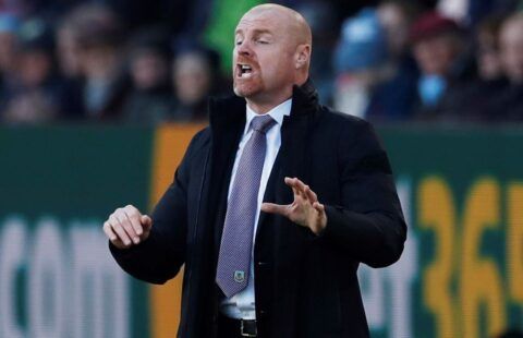 Burnley manager Sean Dyche gives instructions from the touchline