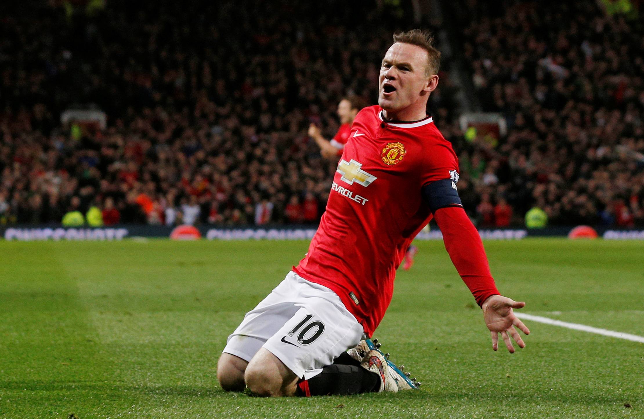 Manchester United's Wayne Rooney celebrates scoring their first goal Action Images via Reuters / Jason Cairnduff