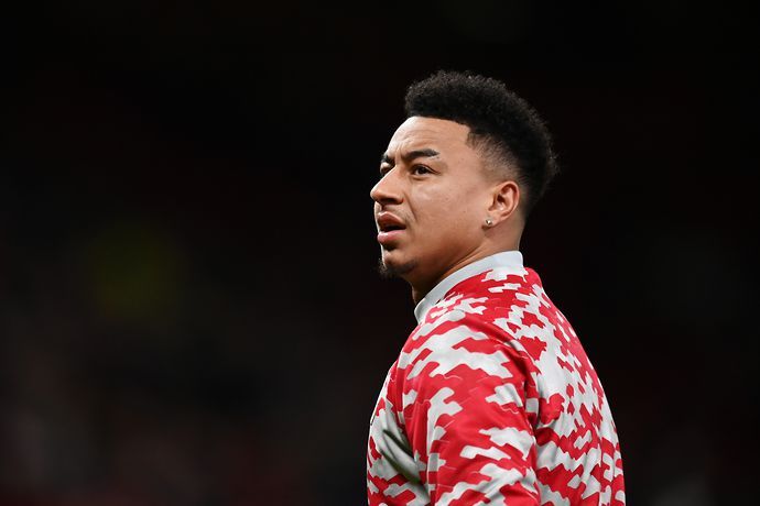 Manchester United's Jesse Lingard reacts during the pre-match warmup against Aston Villa.