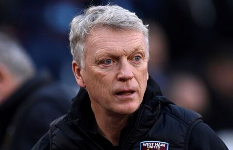 West Ham United boss David Moyes watches on