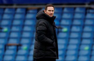 Everton manager Frank Lampard looking serious