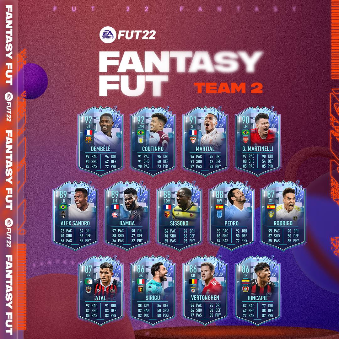 Team two of Fantasy FUT was added to FIFA 22 Ultimate Team on Friday 25th March 2022.