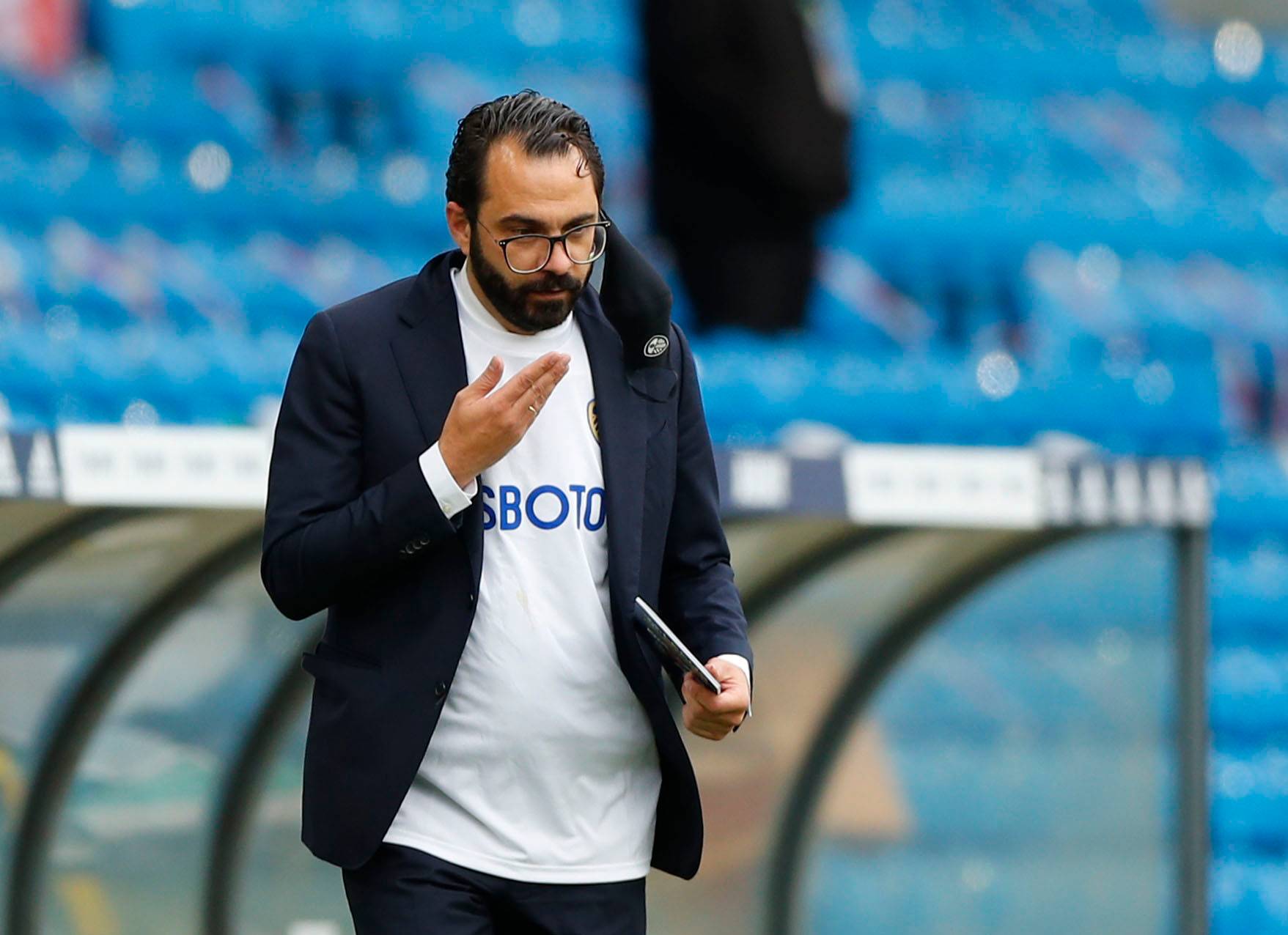 Leeds United director of football Victor Orta on the sidelines