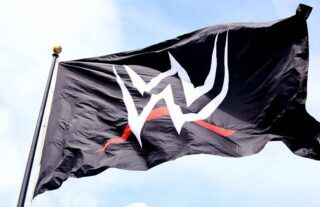 WWE flag flying above their Stamford HQ
