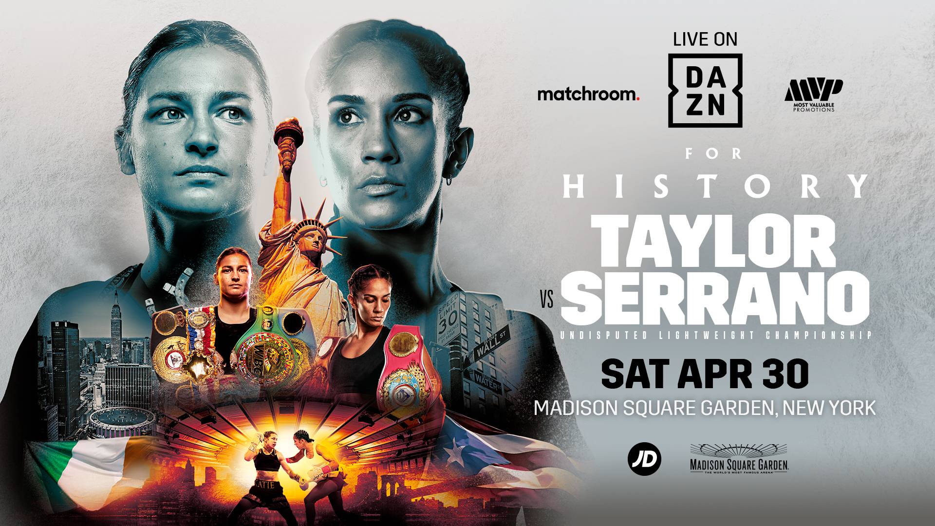 The official fight poster for Katie Taylor against Amanda Serrano.