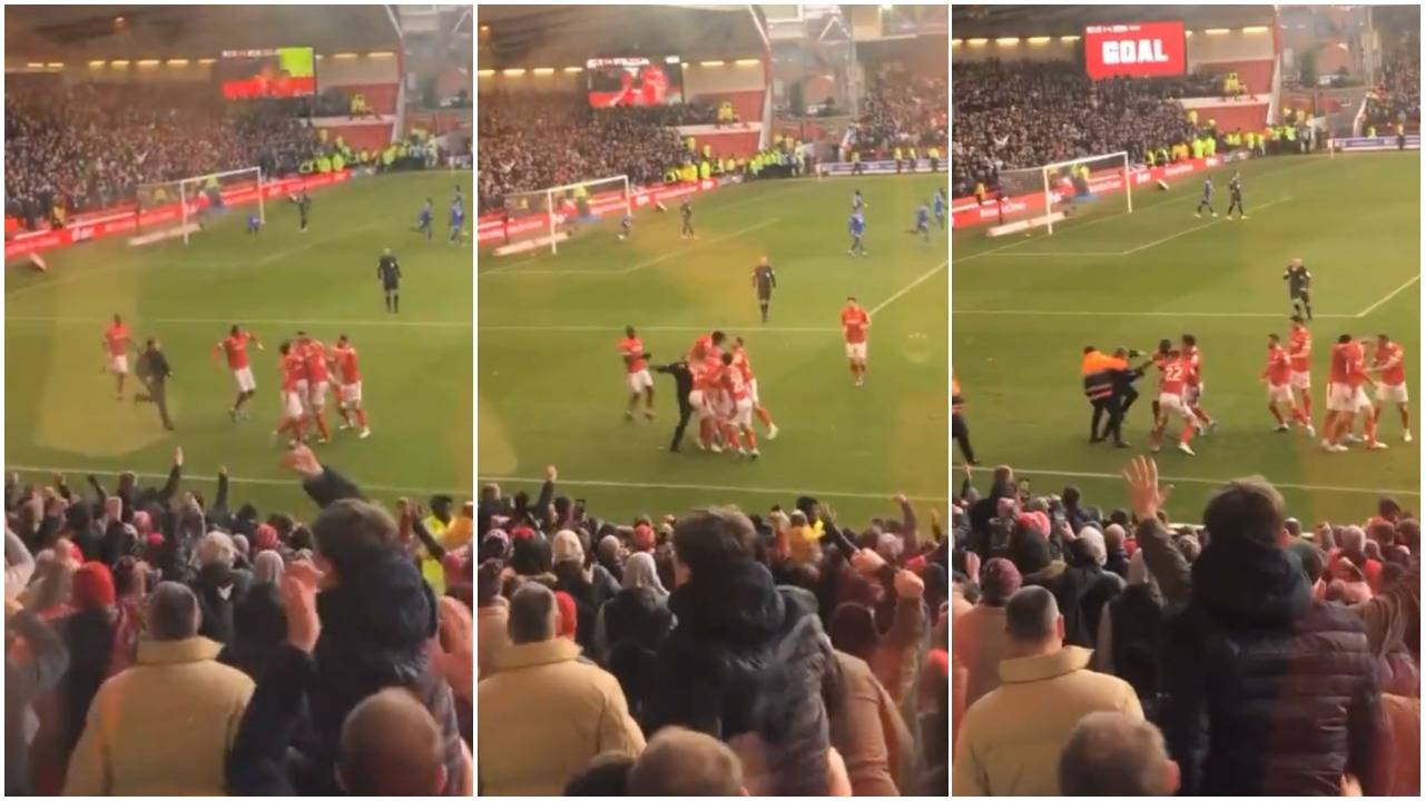 A Leicester City 'fan' invaded the pitch and attacked Nottingham Forest players