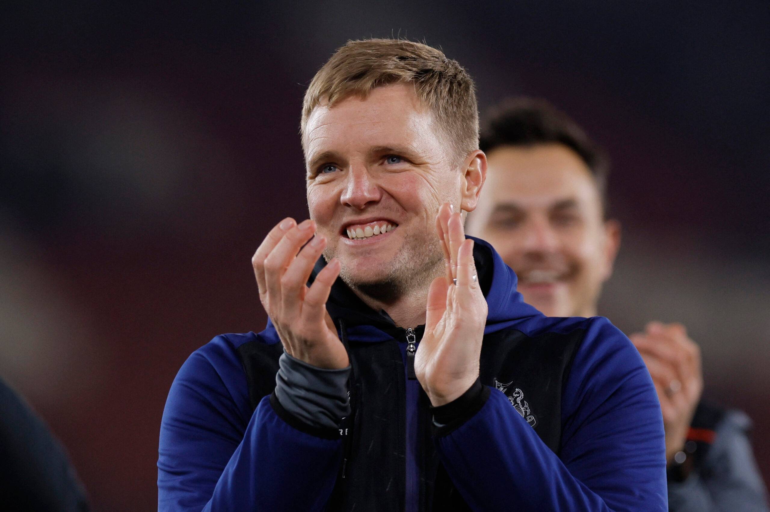 Newcastle United manager Eddie Howe clapping