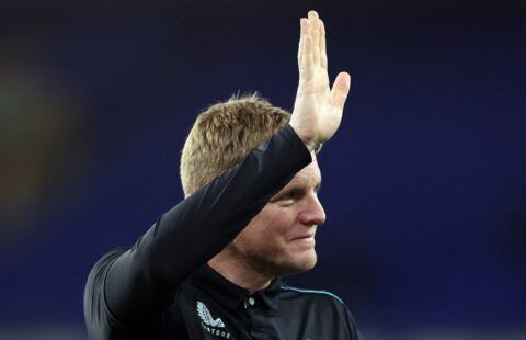Newcastle United manager Eddie Howe acknowledges fans before the match