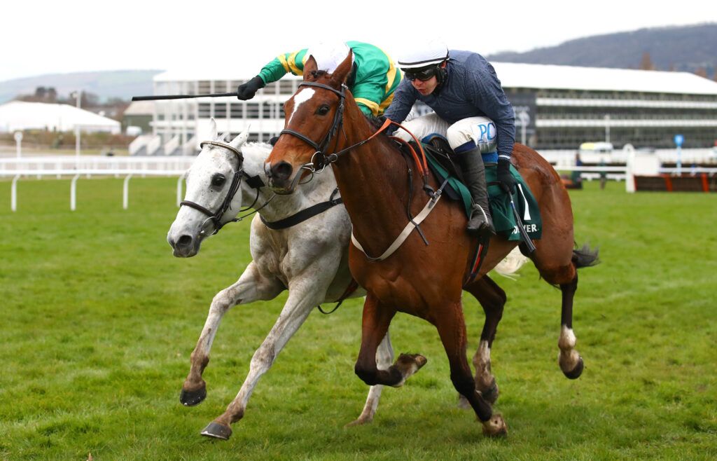 Colreevy ridden by Paul Townend (R) competes against Elimay ridden by Mark Walsh