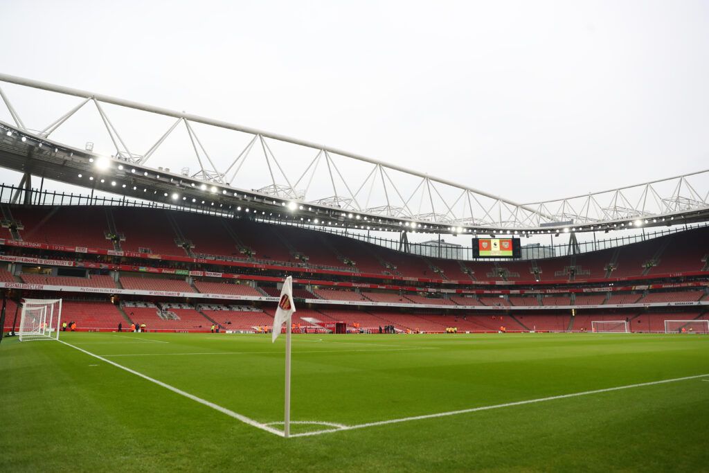 LONDON, ENGLAND - JANUARY 23: A general view inside the stadium prior to the Premier League match between Arsenal and Burnley at Emirates Stadium on January 23, 2022, in London, England. (Photo by Catherine Ivill/Getty Images)