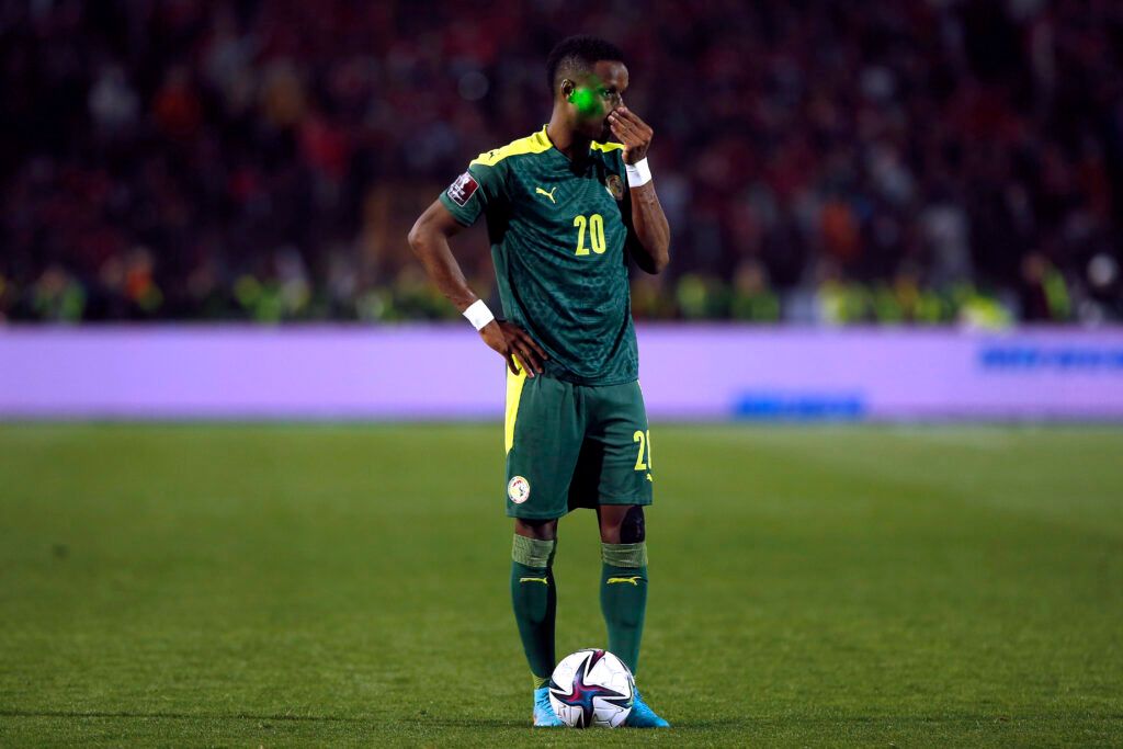 Bouna Sarr of Senegal stands dejected during the FIFA World Cup Qatar 2022 qualification match between Egypt and Senegal at Cairo International Stadium on March 25, 2022 in Cairo, Egypt