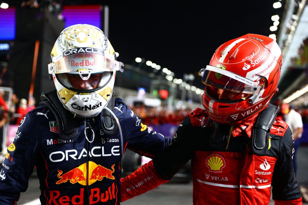 Max Verstappen and Charles Leclerc in Saudi Arabia