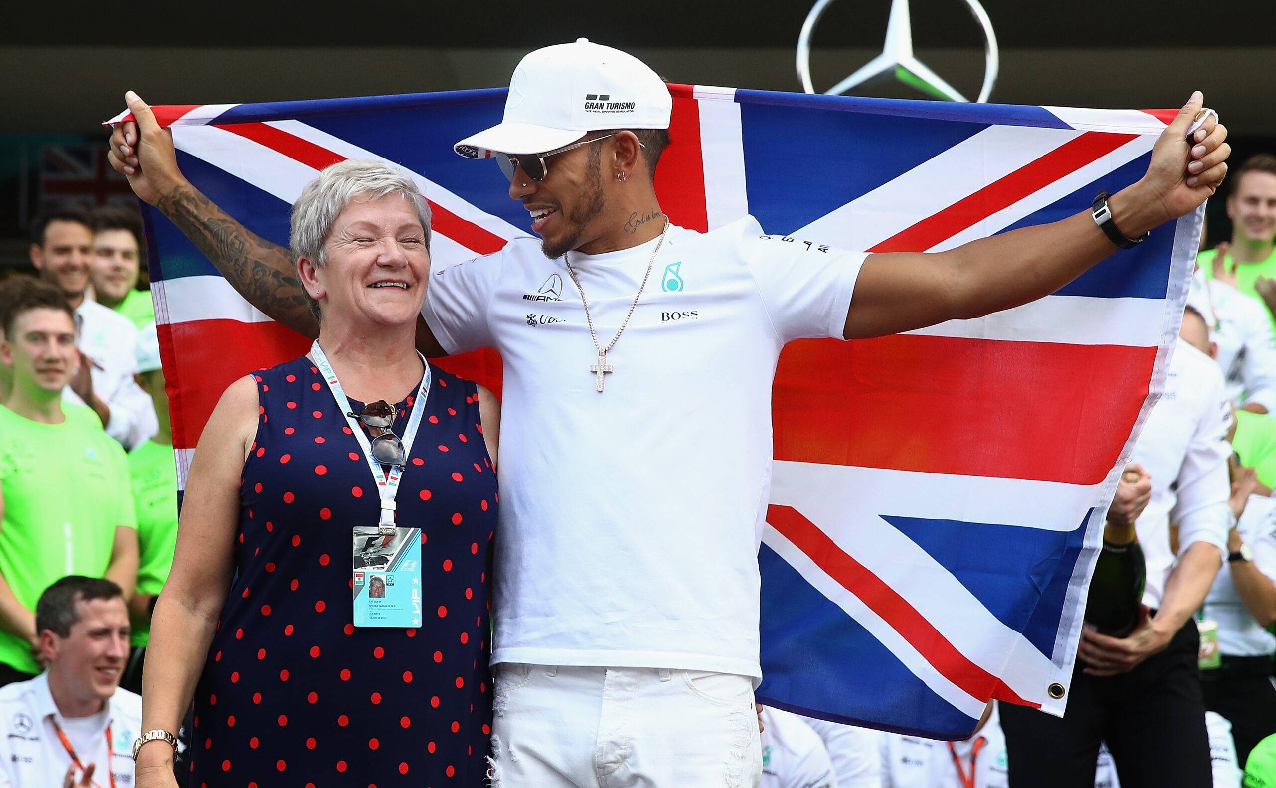 Lewis Hamilton with mother
