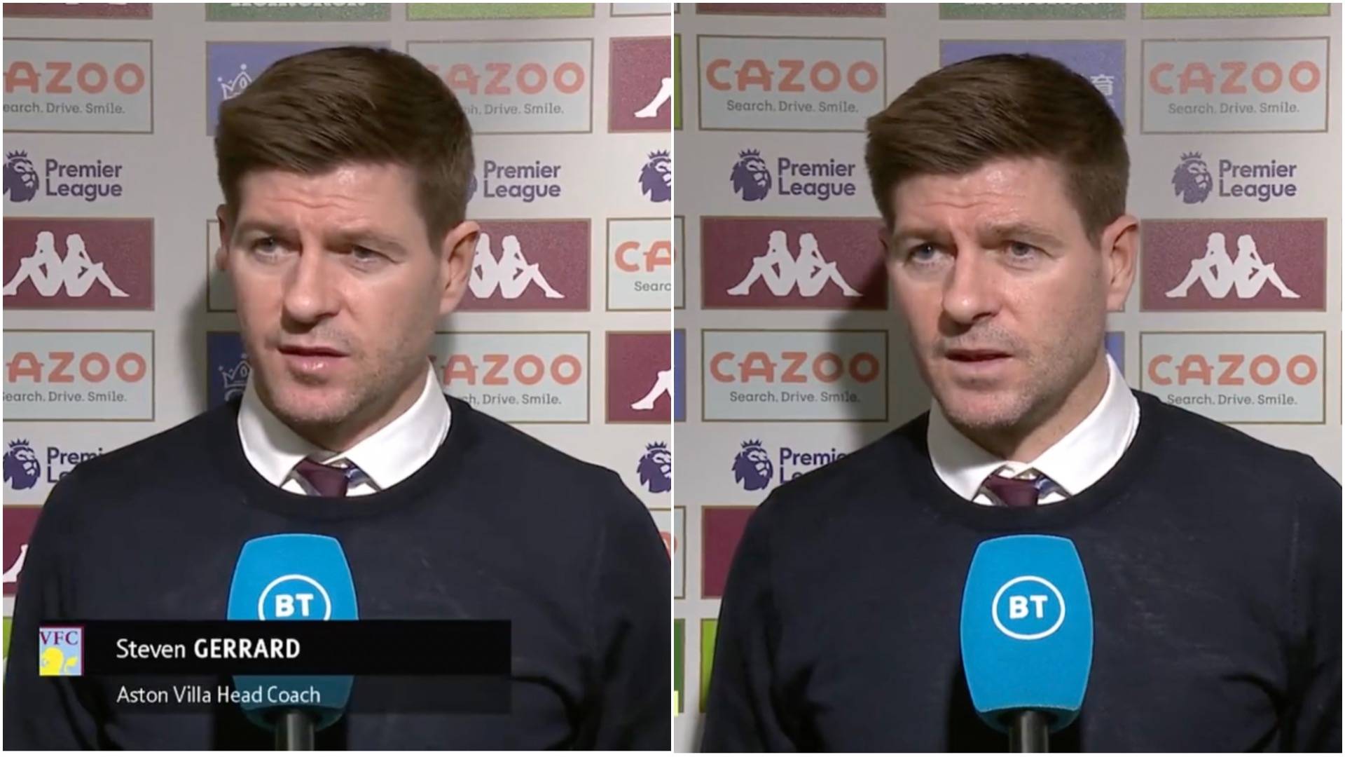 Steven Gerrard involved in incredibly awkward interview after Aston Villa 0-1 Arsenal