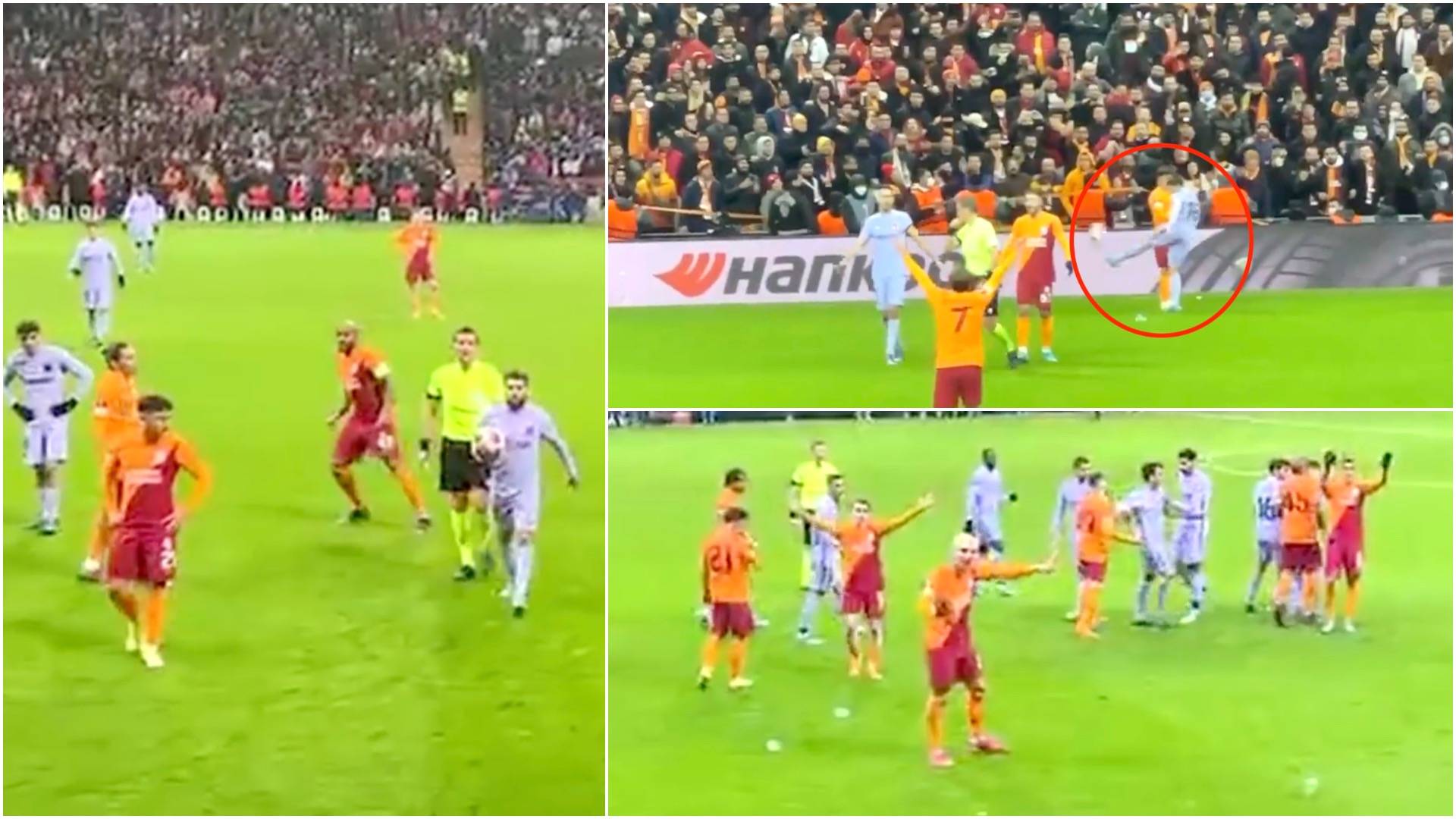 Wild scenes as Jordi Alba loses it with Galatasaray’s fans and boots ball at them