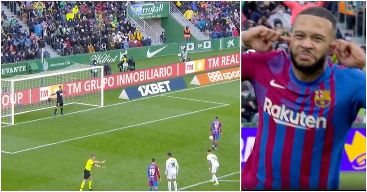 Memphis Depay produced one of the most perfect penalties ever to help Barcelona beat Elche 2-1
