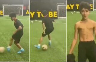Cristiano Ronaldo Jr is looking more and more like his dad as new footage goes viral