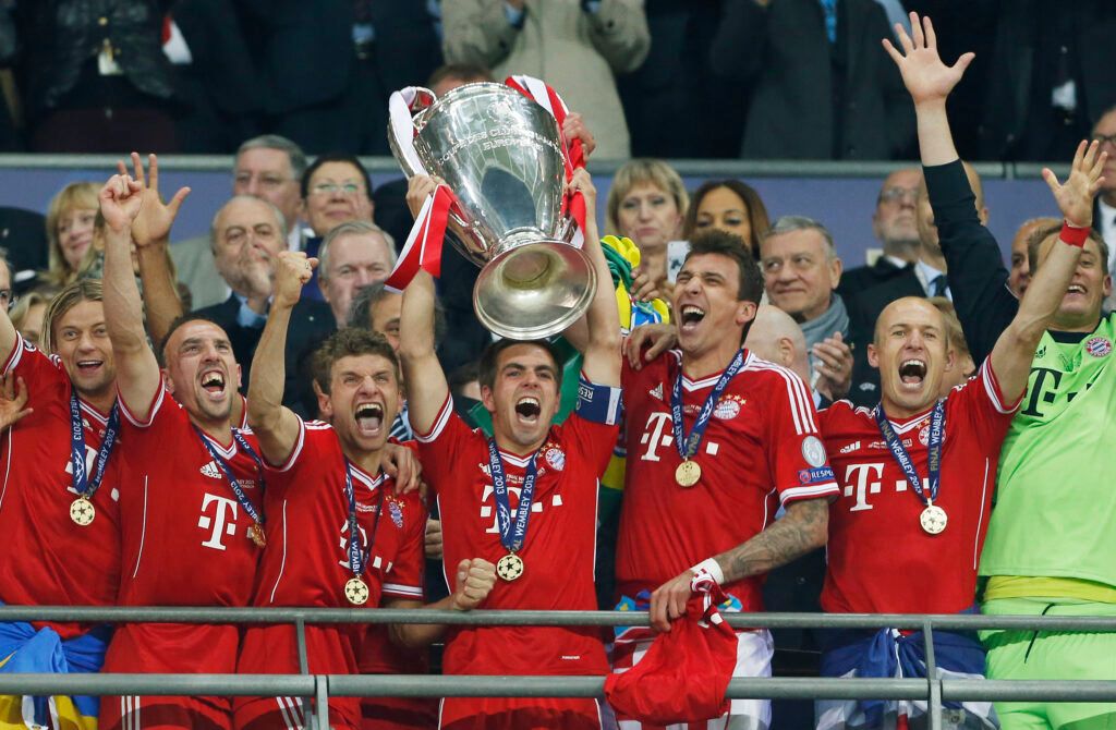 Bayern celebrate at Wembley.