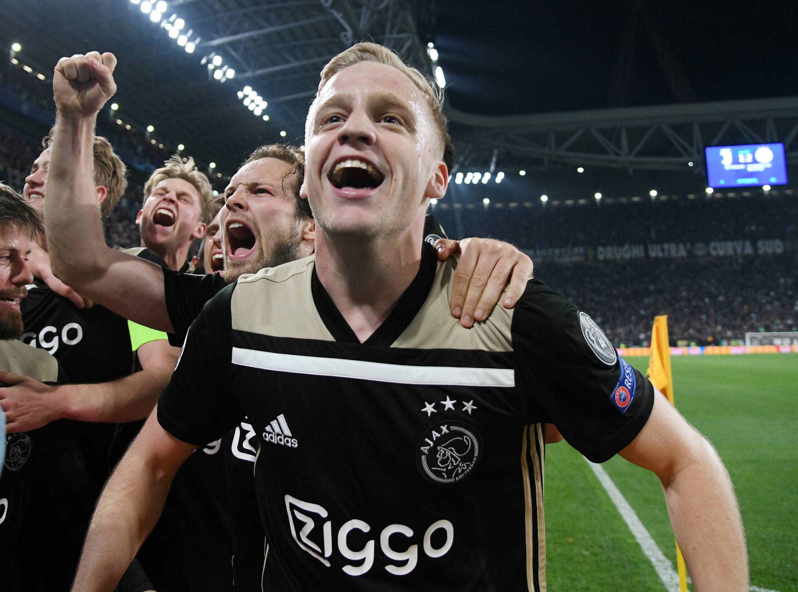Van de Beek celebrates for Ajax.