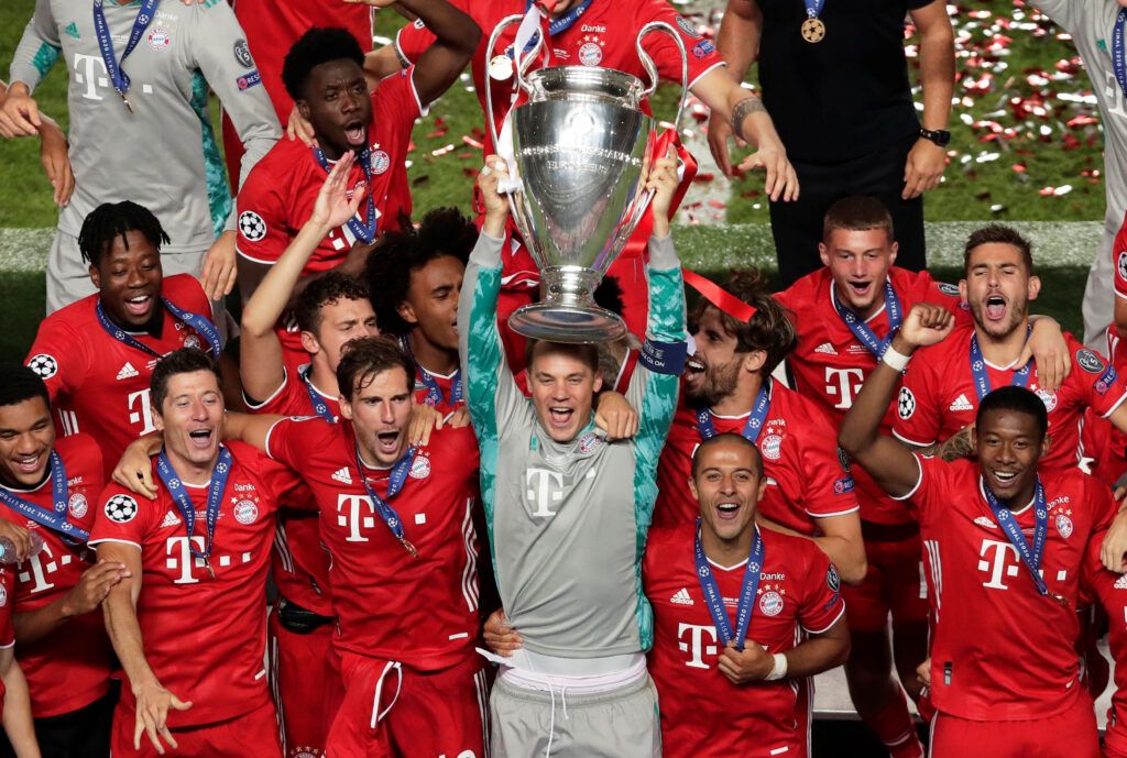 Bayern celebrate in Lisbon.