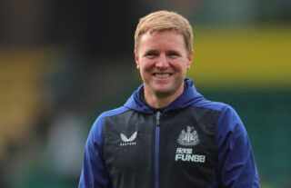Newcastle manager Eddie Howe in Premier League game against Norwich