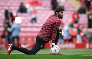 Liverpool's Alisson at Anfield.