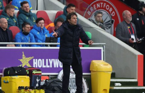 Tottenham manager Antonio Conte in the Premier League against Brentford