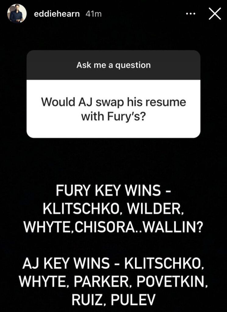 Hearn on AJ & Fury's resumes