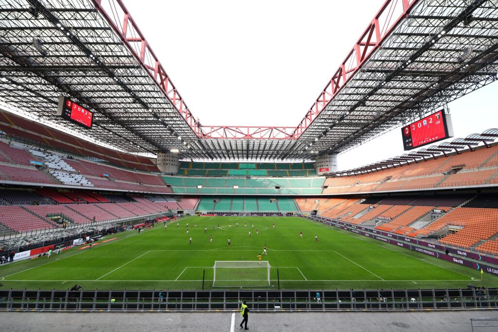 General view of the Stadio Giuseppe Meazza (also known as the San Siro stadium)