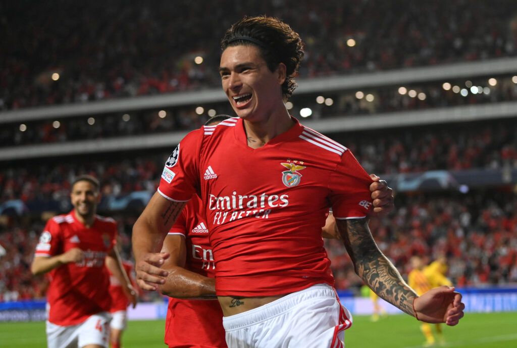 Darwin Nunez celebrates scoring for Benfica
