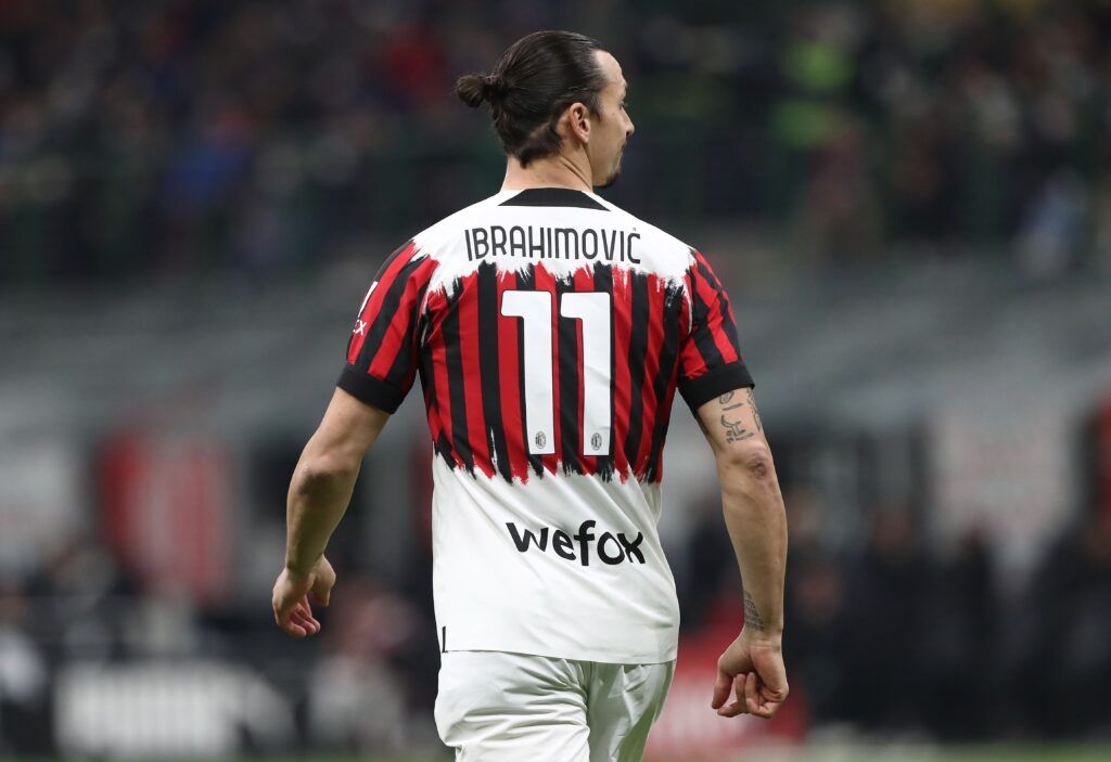 Zlatan Ibrahimovic of AC Milan looks on during the Serie A match