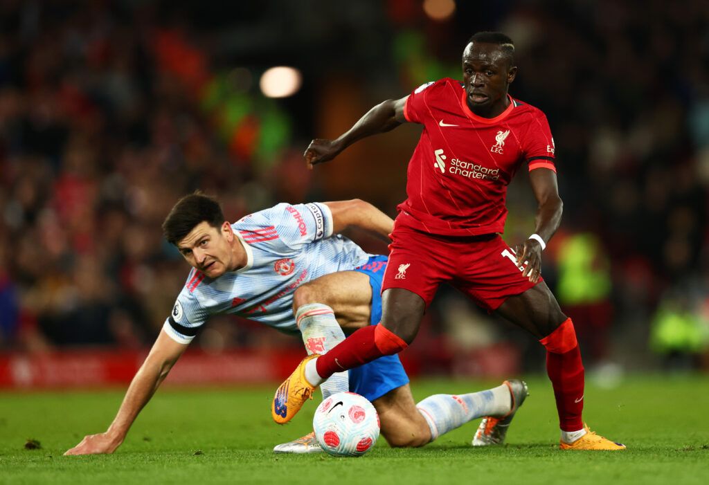 Mane dribbles past Maguire Liverpool 