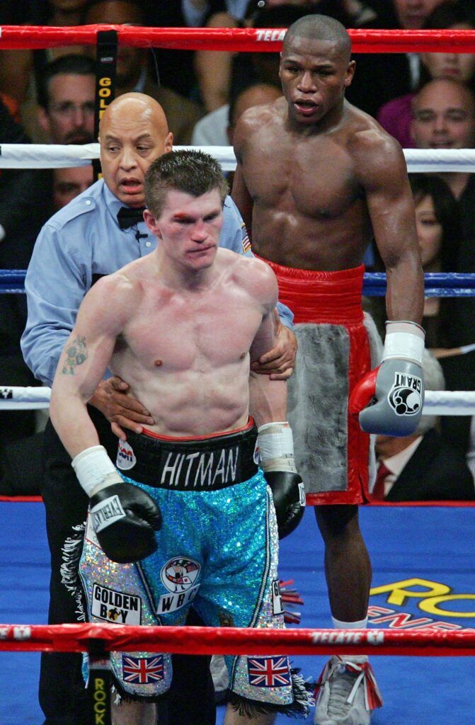 Ricky Hatton was defeated by Floyd Mayweather