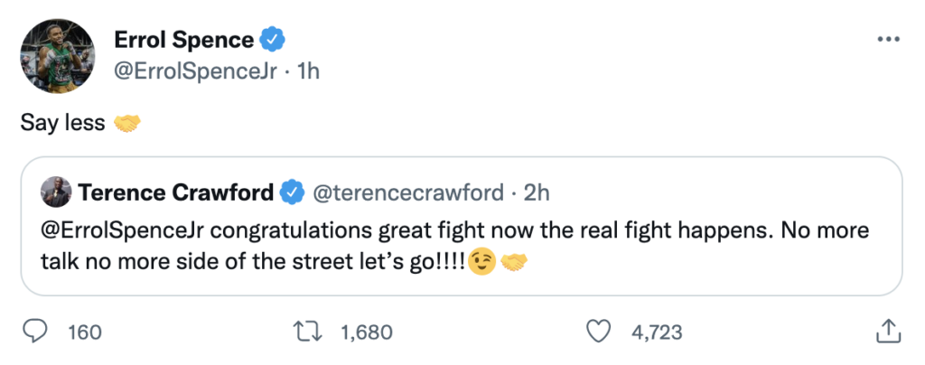 Errol Spence Jr replies to Terence Crawford