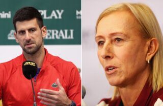 Split image of Novak Djokovic and Martina Navratilova