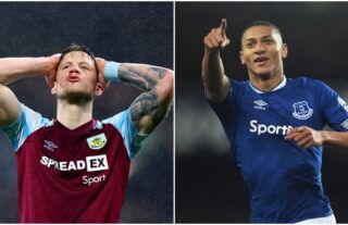 Waut Weghorst of Burnley and Richarlison of Everton side by side